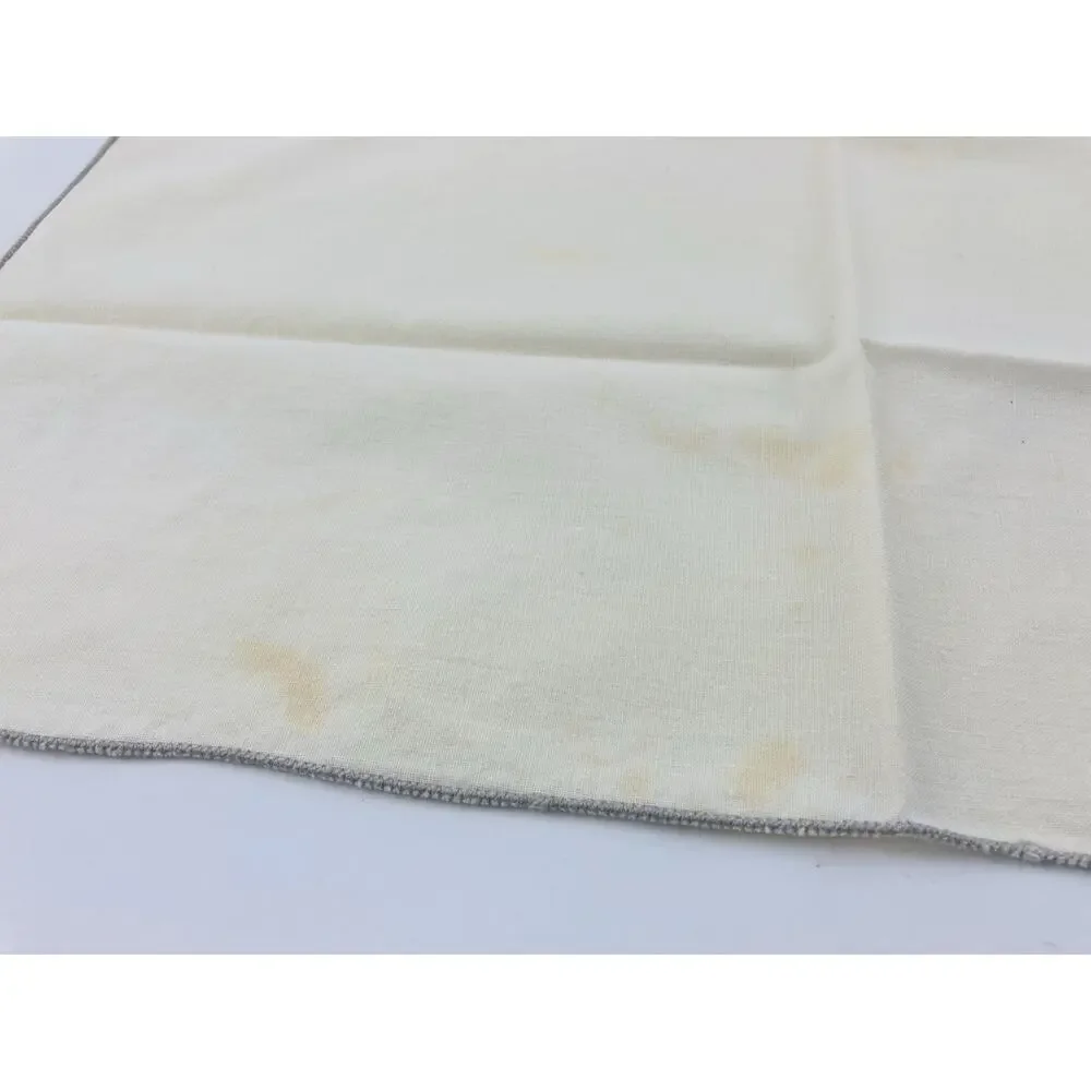 Vintage Large Tablecloth and 12 Napkins Embroidered Cream Grey Floral Bell Gray